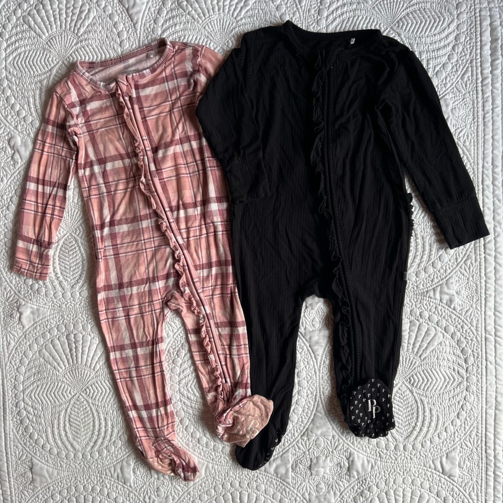 EUC Posh Peanut zipper onesies